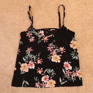 Forever 21 Sheer Floral Cami Top Size S Black Summer Festival Whimsigoth Fairy